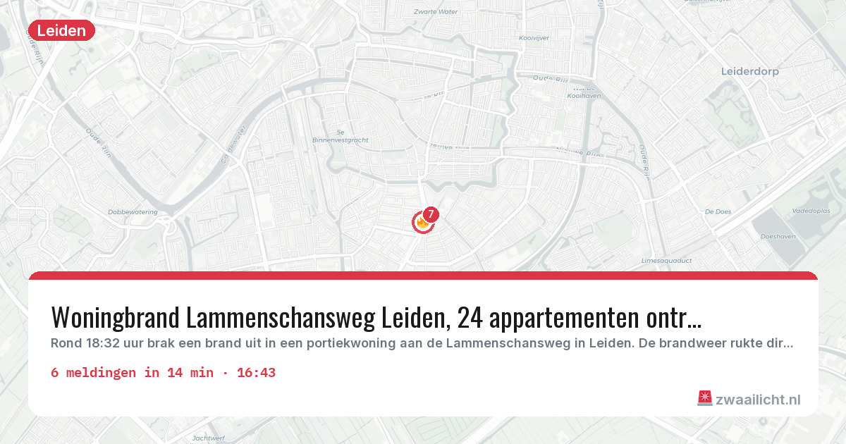 Kaart van de activiteitspiek bij Leiden