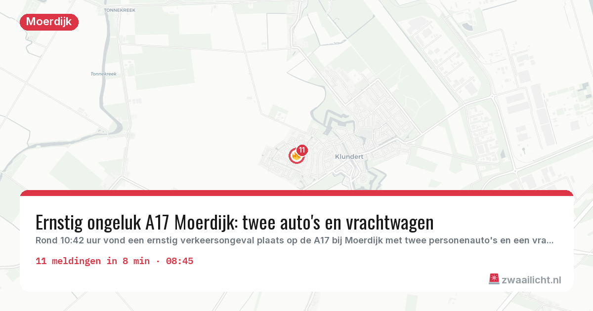 Kaart van de activiteitspiek bij Moerdijk