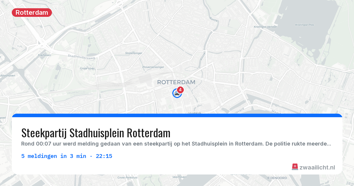 Kaart van de activiteitspiek bij Rotterdam