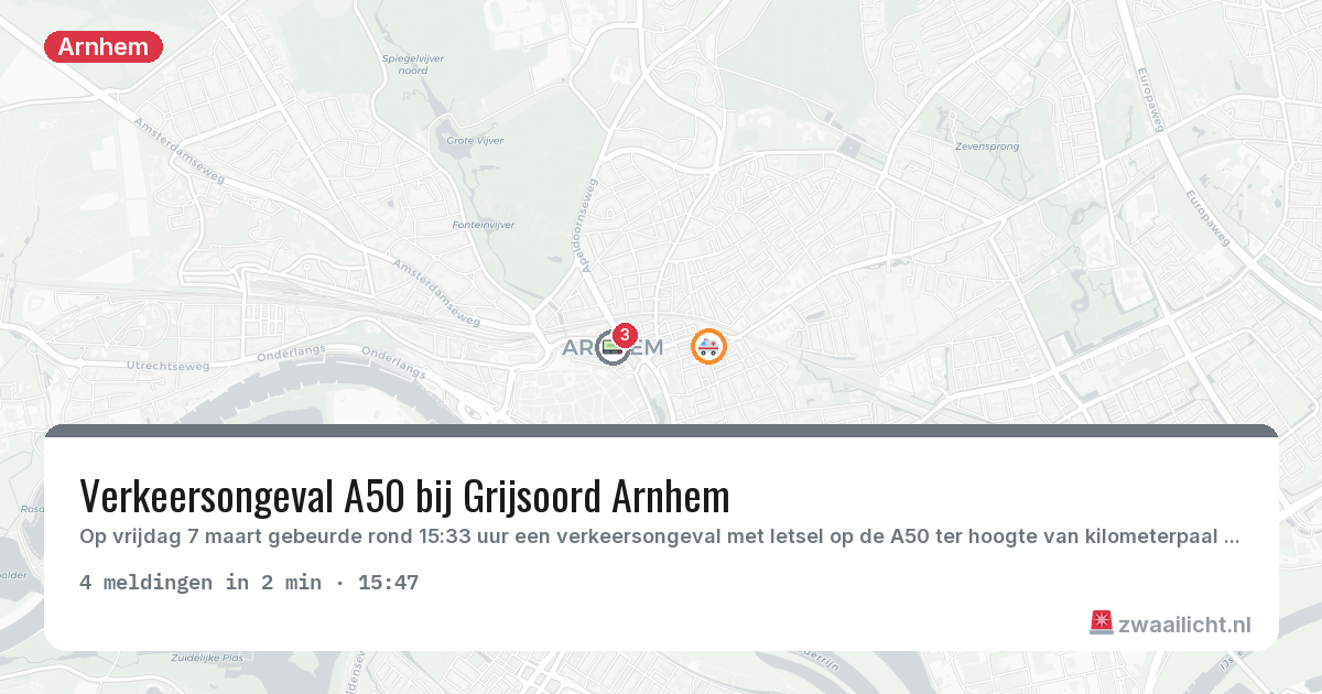 Kaart van de activiteitspiek bij Arnhem