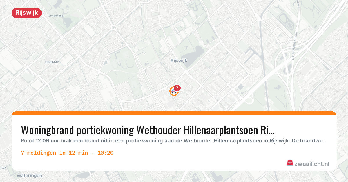 Kaart van de activiteitspiek bij Rijswijk