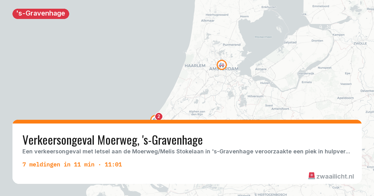 Kaart van de activiteitspiek bij 's-Gravenhage