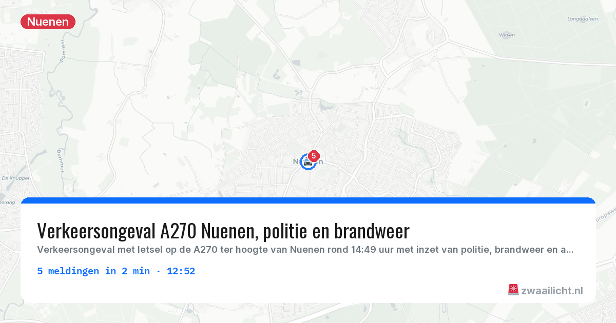 Kaart van de activiteitspiek bij Nuenen