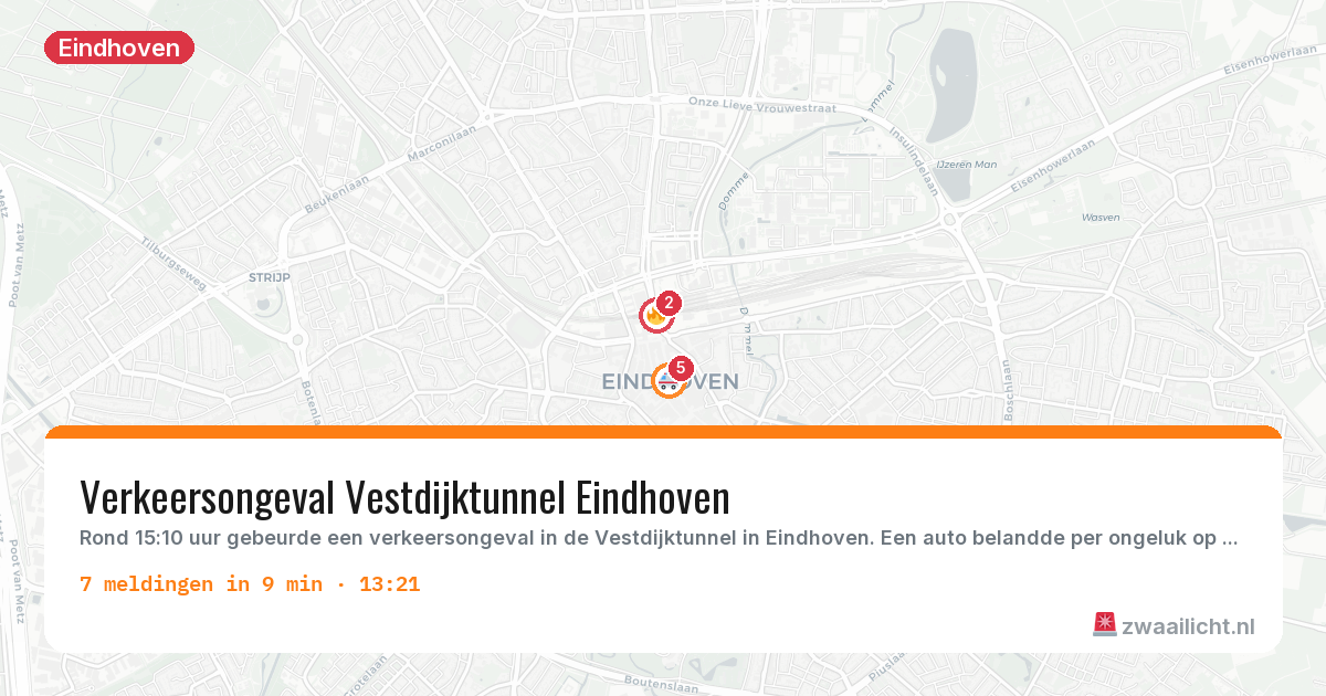 Kaart van de activiteitspiek bij Eindhoven