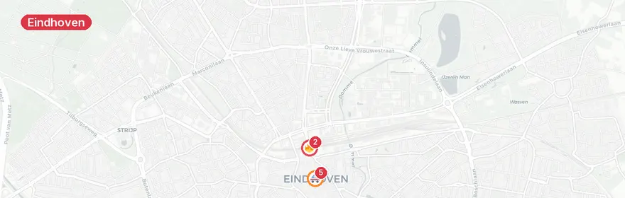 Kaart van Verkeersongeval Vestdijktunnel Eindhoven