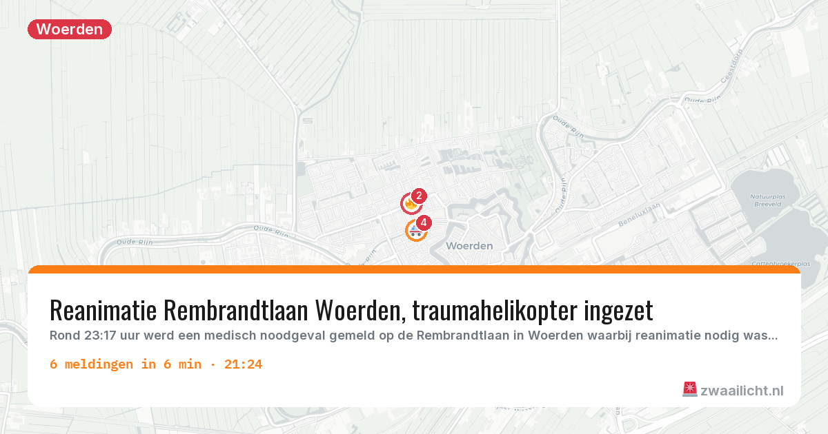 Kaart van de activiteitspiek bij Woerden