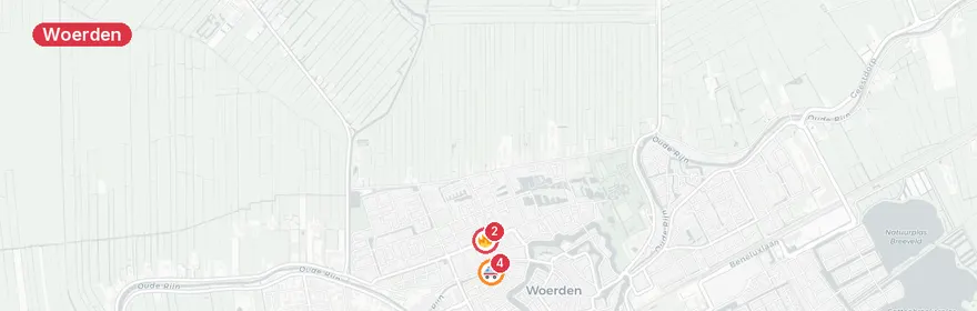Kaart van Reanimatie Rembrandtlaan Woerden, traumahelikopter ingezet