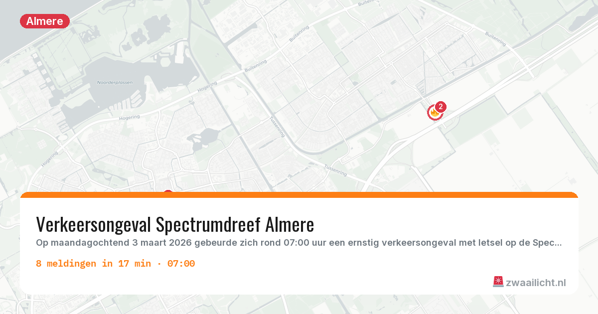 Kaart van de activiteitspiek bij Almere