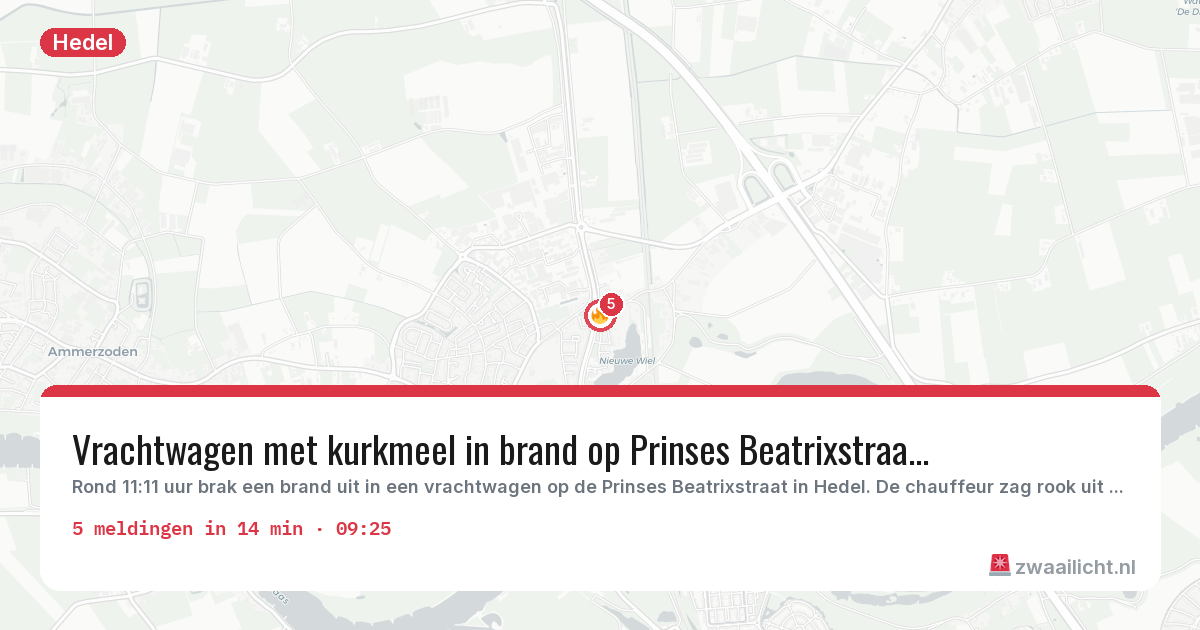Kaart van de activiteitspiek bij Hedel