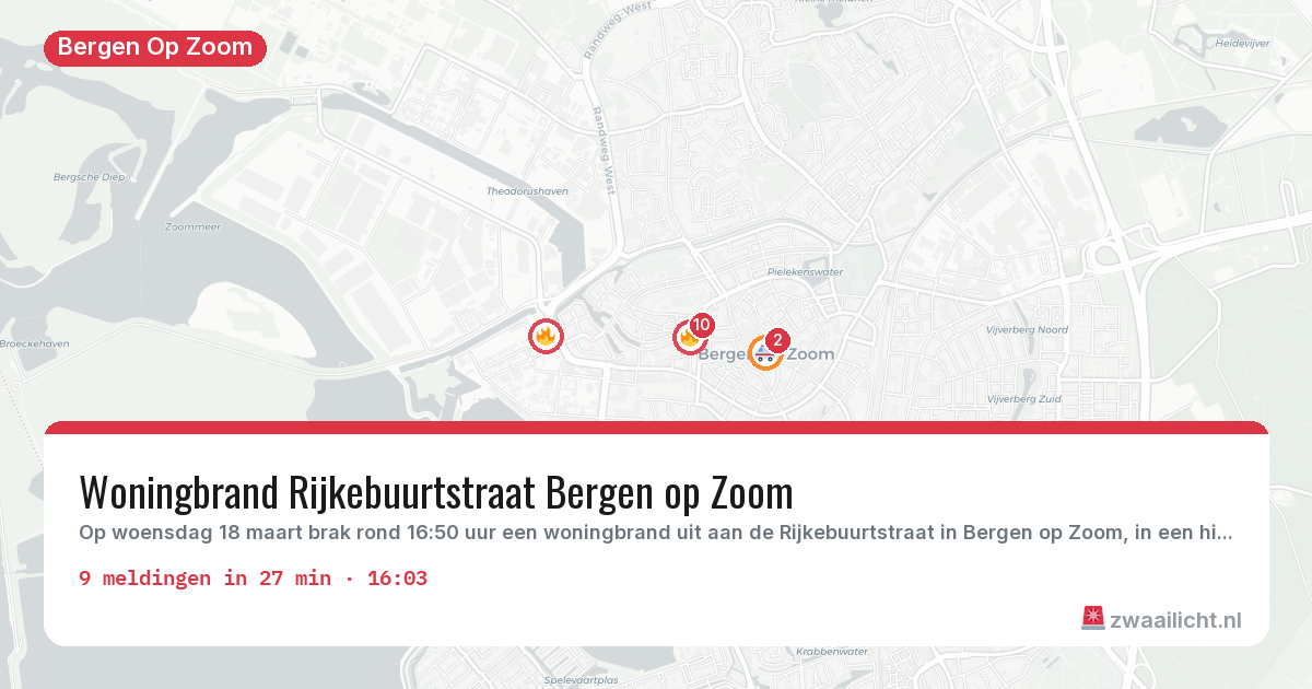 Kaart van de activiteitspiek bij Bergen Op Zoom