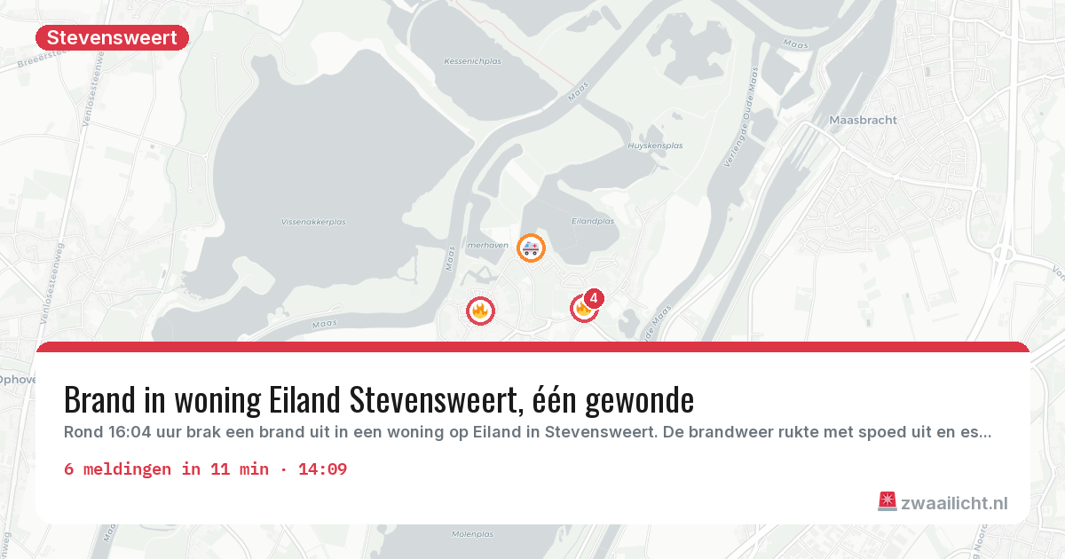 Kaart van de activiteitspiek bij Stevensweert