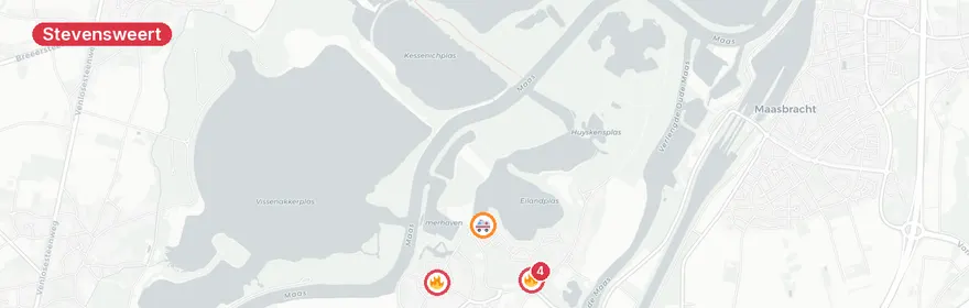 Kaart van Brand in woning Eiland Stevensweert, één gewonde