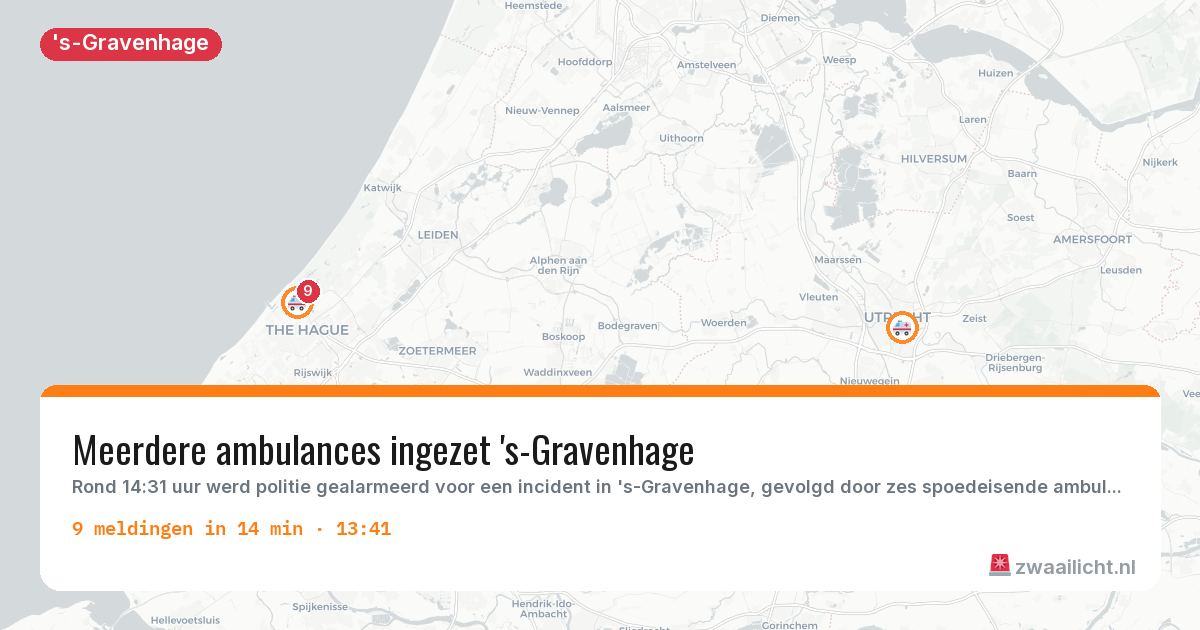 Kaart van de activiteitspiek bij 's-Gravenhage