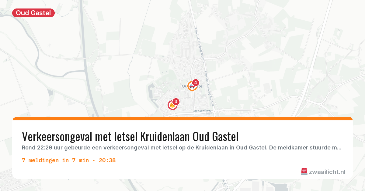 Kaart van de activiteitspiek bij Oud Gastel