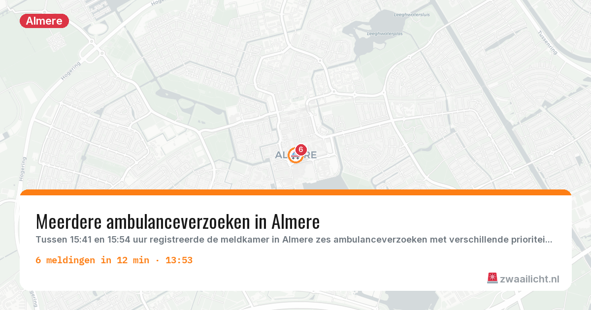 Kaart van de activiteitspiek bij Almere