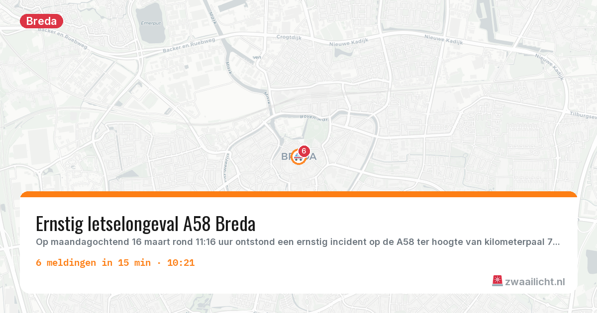 Kaart van de activiteitspiek bij Breda
