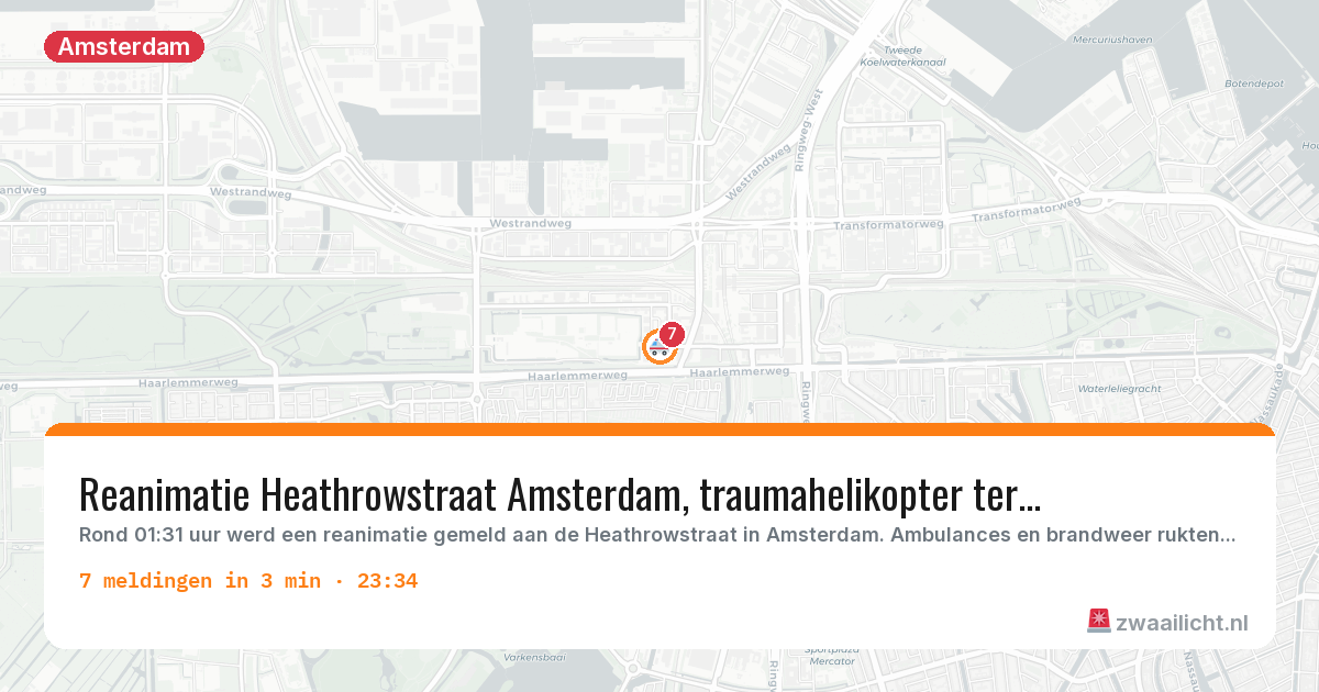Kaart van de activiteitspiek bij Amsterdam