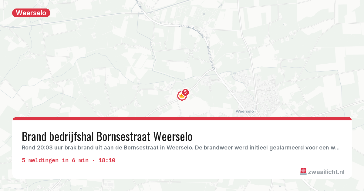 Kaart van de activiteitspiek bij Weerselo