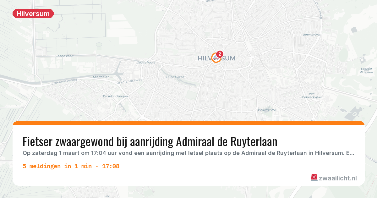 Kaart van de activiteitspiek bij Hilversum