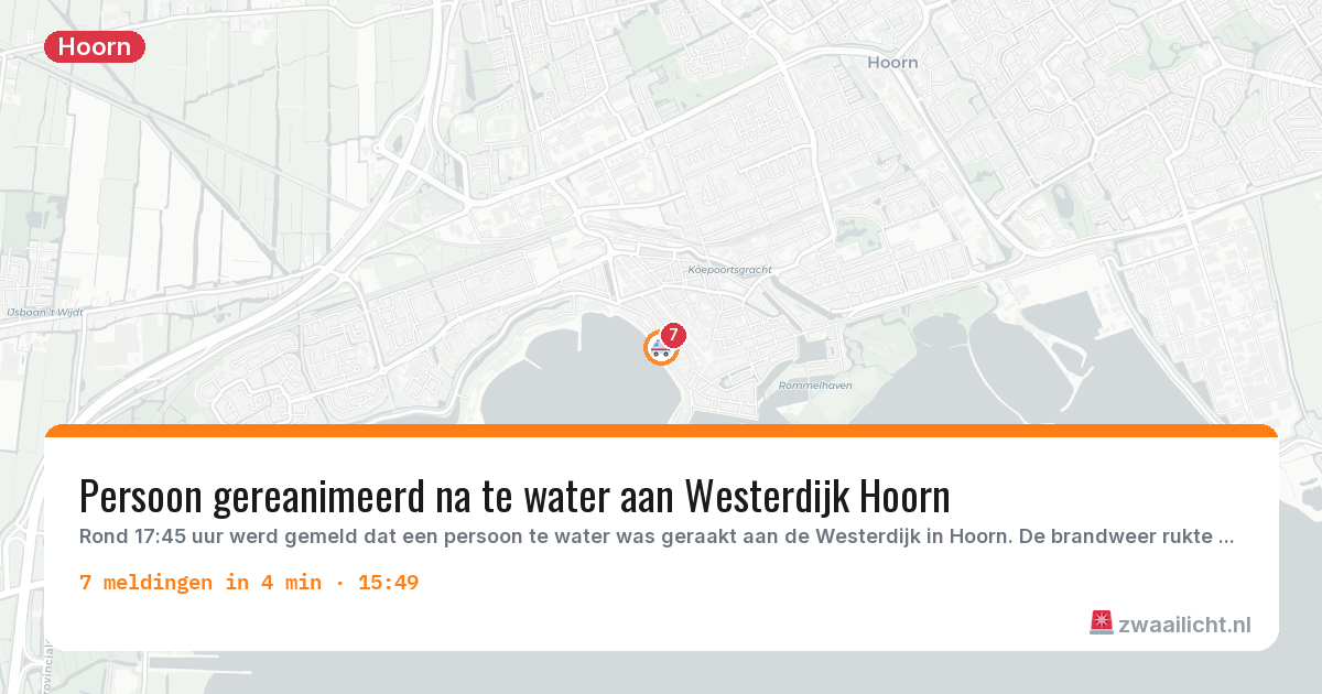 Kaart van de activiteitspiek bij Hoorn