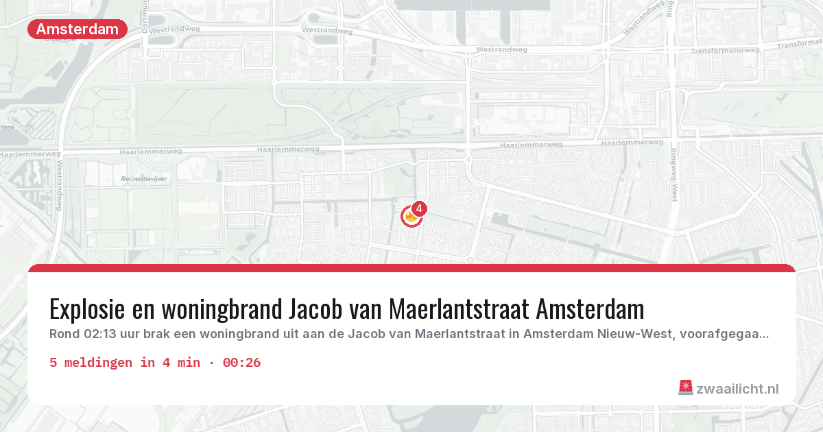 Kaart van de activiteitspiek bij Amsterdam