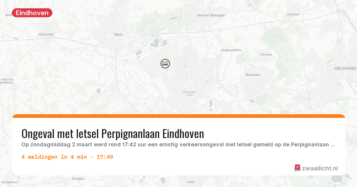 Kaart van de activiteitspiek bij Eindhoven