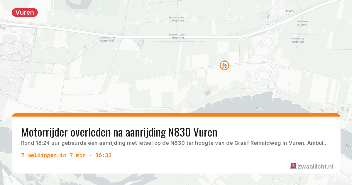 Kaart van de activiteitspiek bij Vuren