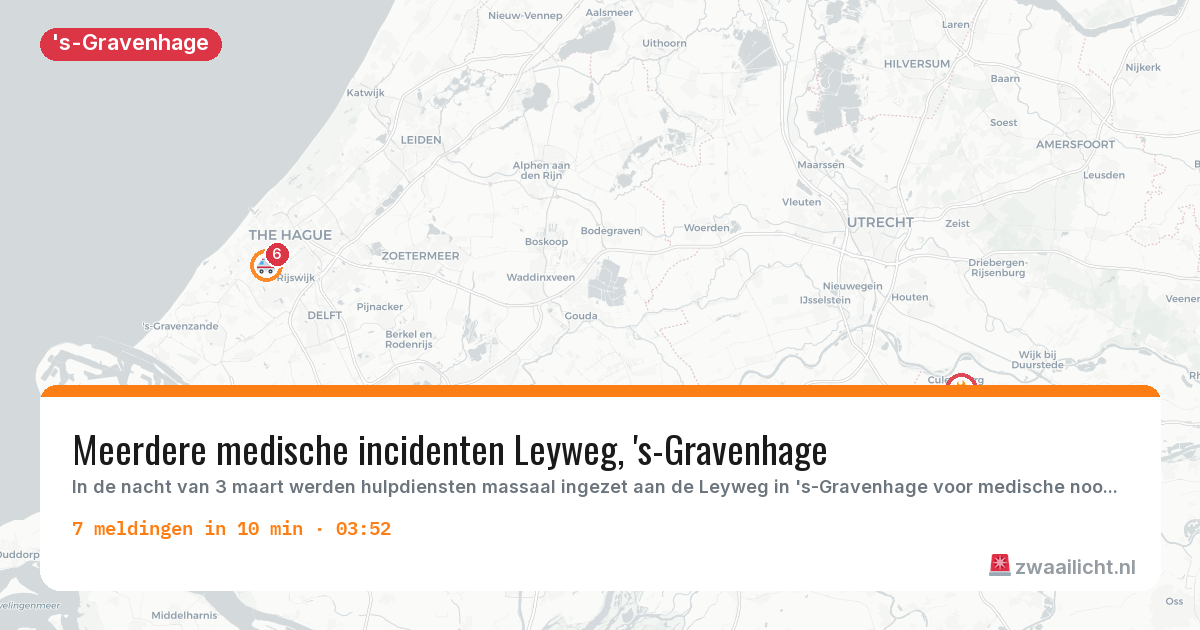 Kaart van de activiteitspiek bij 's-Gravenhage