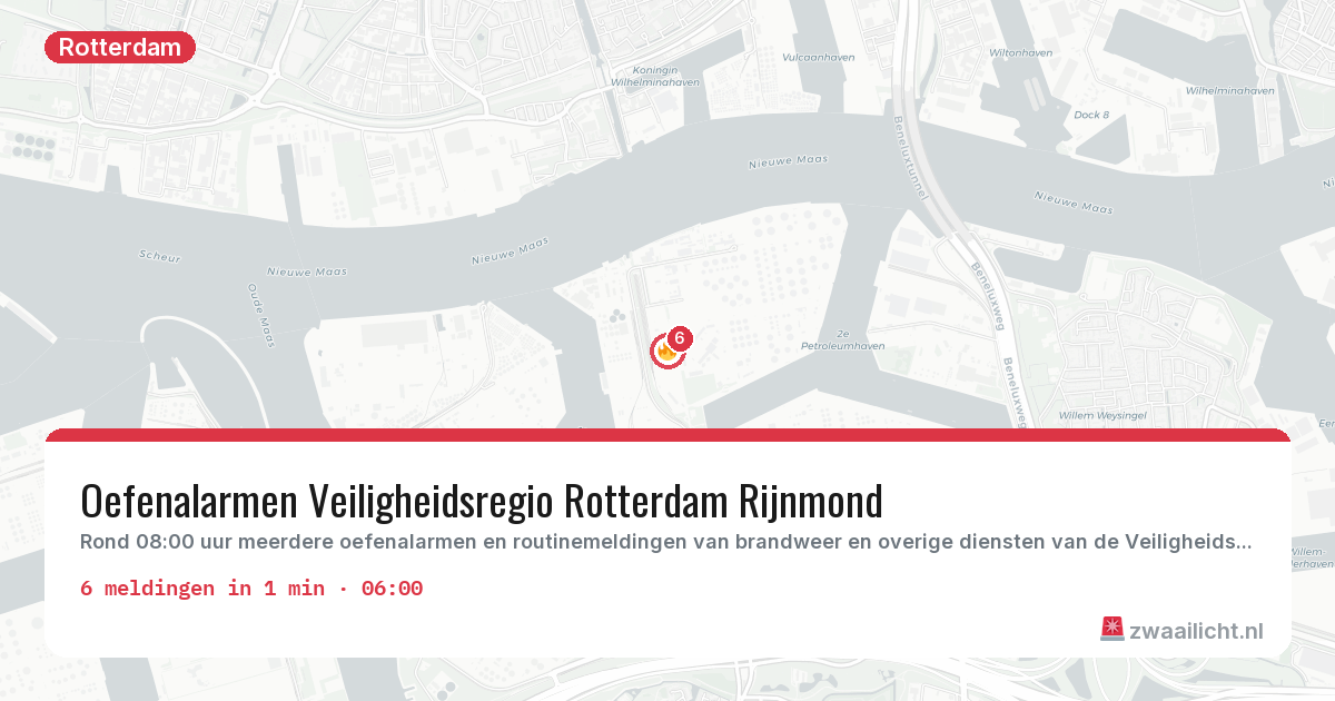 Kaart van de activiteitspiek bij Rotterdam