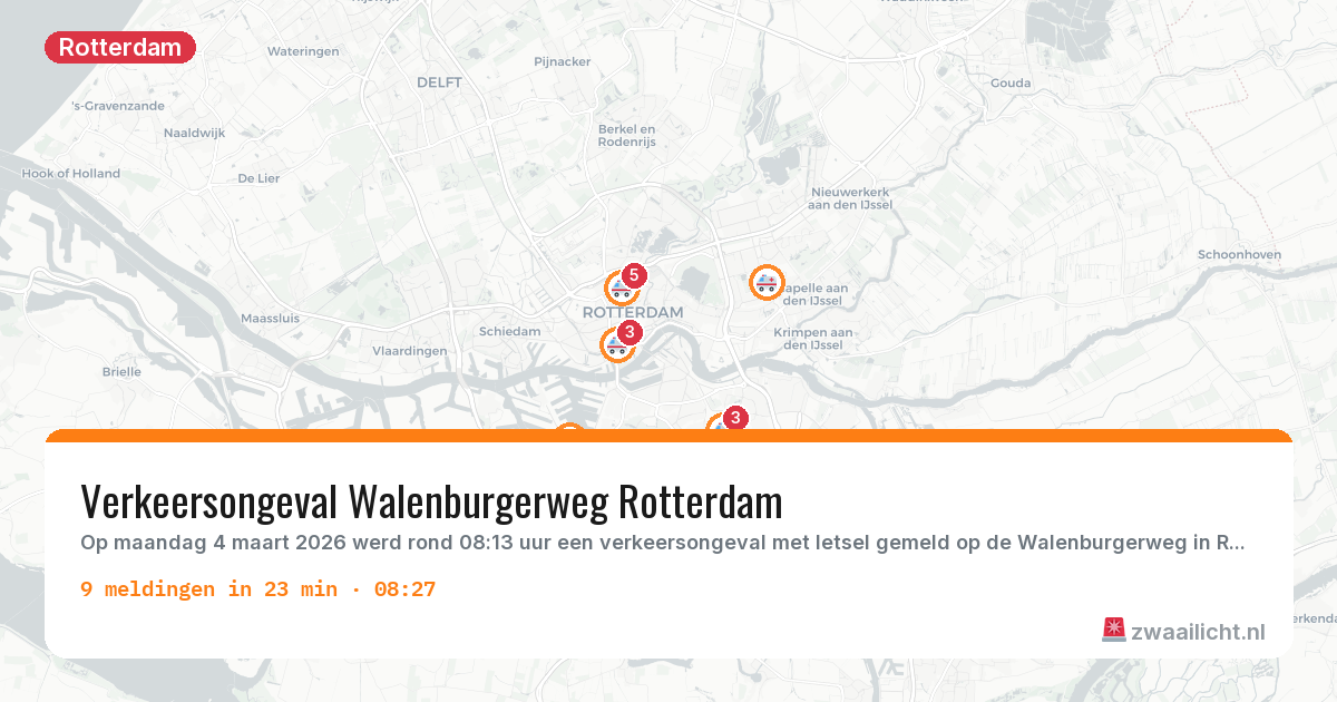 Kaart van de activiteitspiek bij Rotterdam