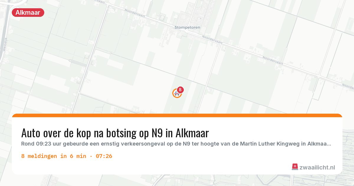 Kaart van de activiteitspiek bij Alkmaar