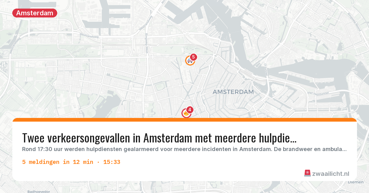 Kaart van de activiteitspiek bij Amsterdam