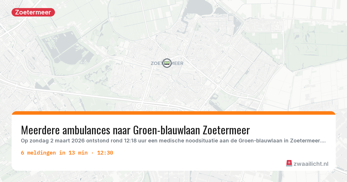 Kaart van de activiteitspiek bij Zoetermeer