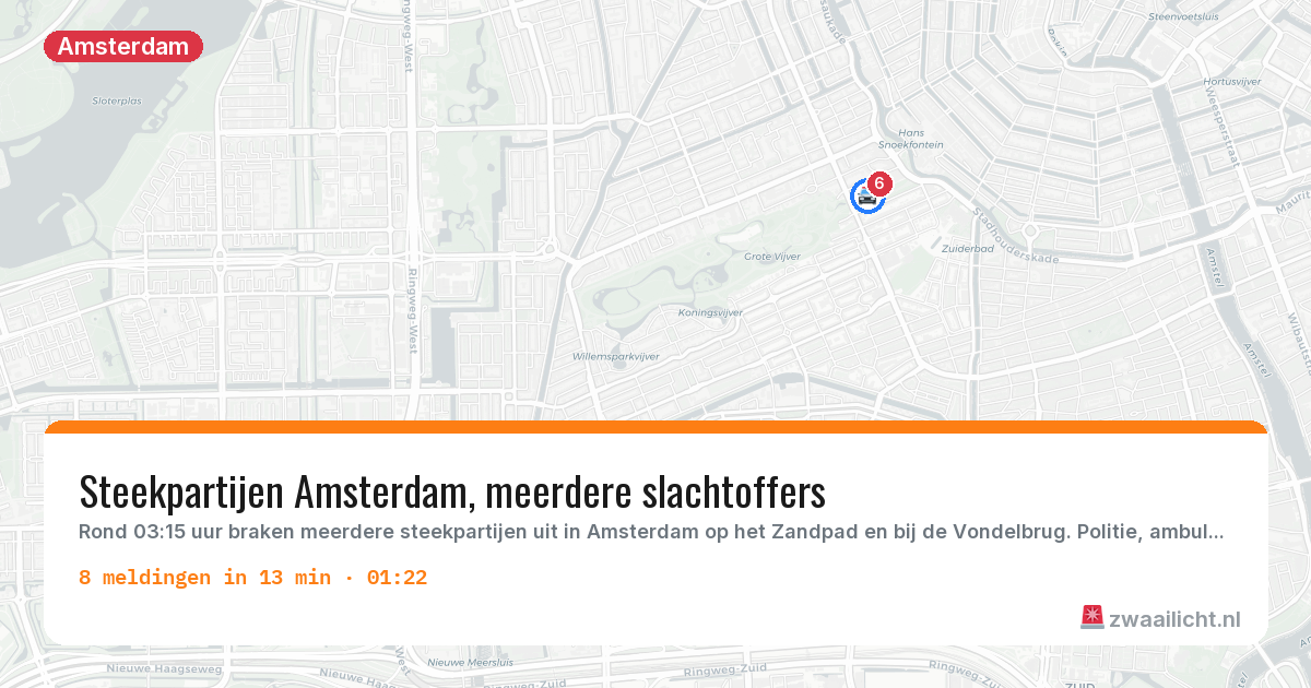 Kaart van de activiteitspiek bij Amsterdam