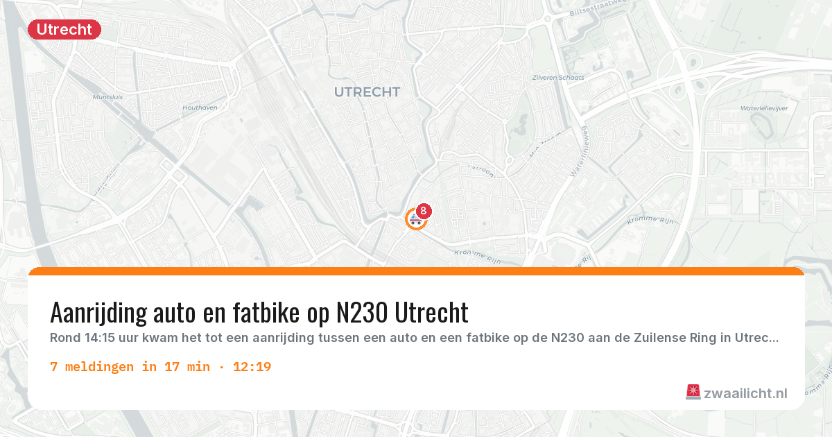 Kaart van de activiteitspiek bij Utrecht