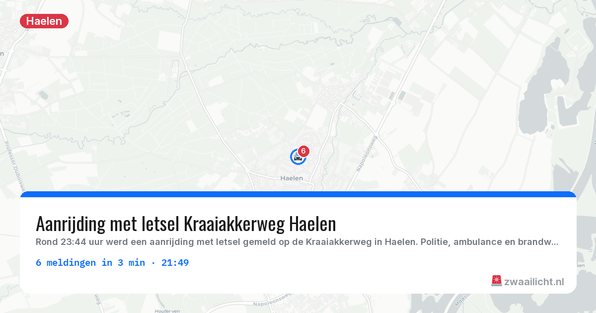 Kaart van de activiteitspiek bij Haelen