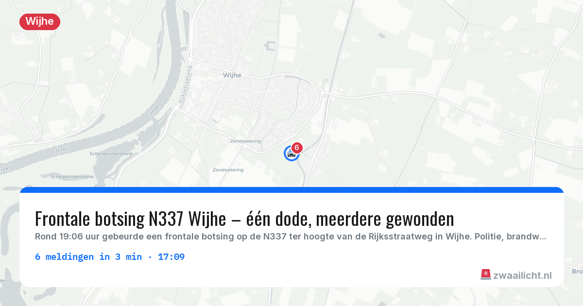 Kaart van de activiteitspiek bij Wijhe