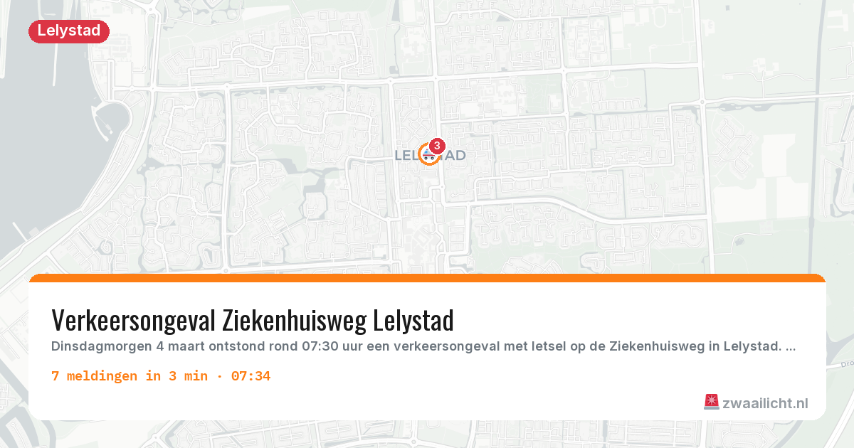 Kaart van de activiteitspiek bij Lelystad