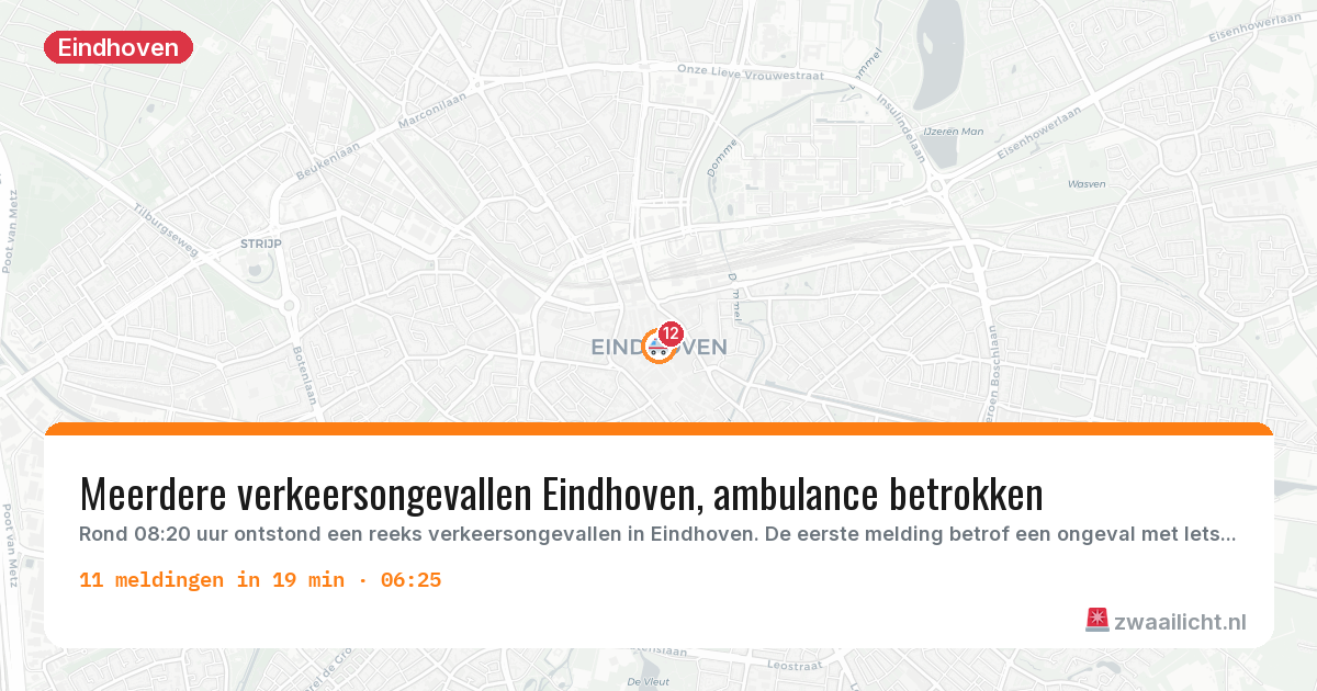 Kaart van de activiteitspiek bij Eindhoven