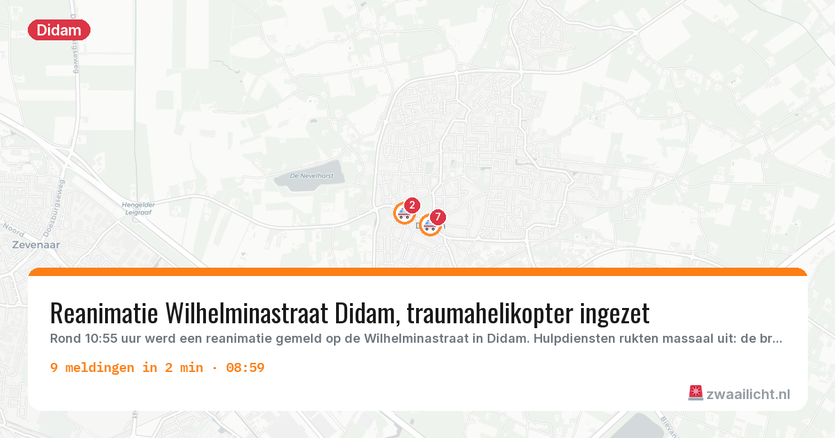 Kaart van de activiteitspiek bij Didam