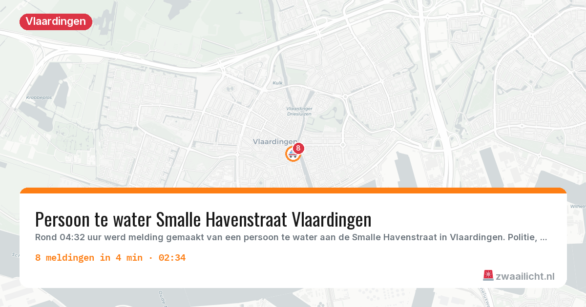 Kaart van de activiteitspiek bij Vlaardingen
