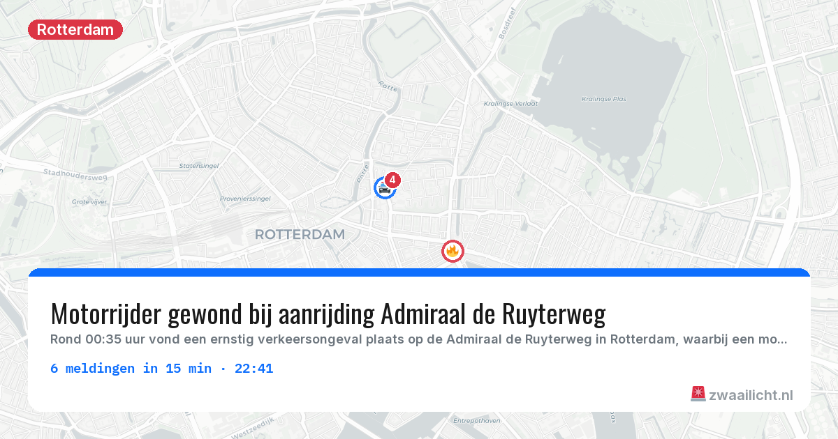 Kaart van de activiteitspiek bij Rotterdam
