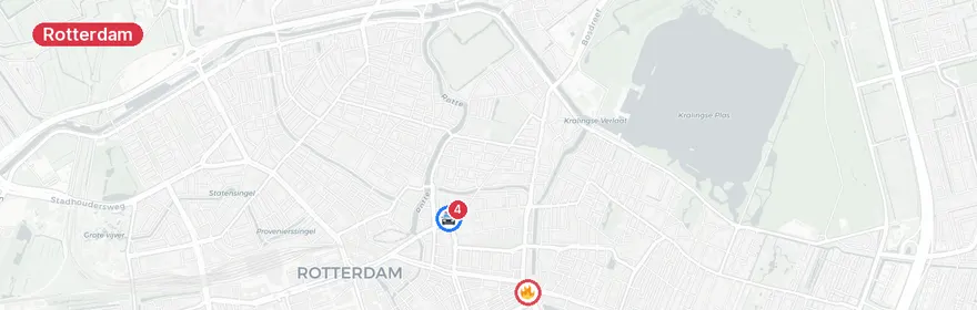 Kaart van Motorrijder gewond bij aanrijding Admiraal de Ruyterweg