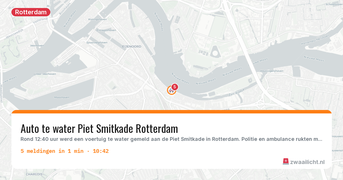 Kaart van de activiteitspiek bij Rotterdam
