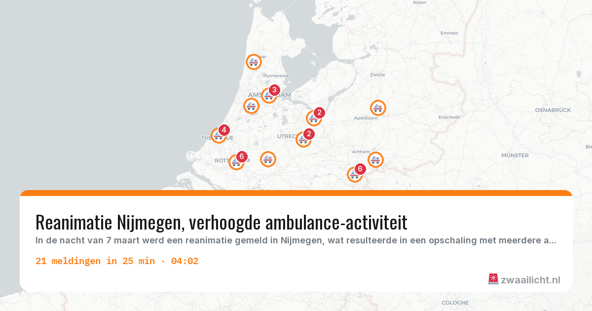 Kaart van de activiteitspiek bij Ambulance