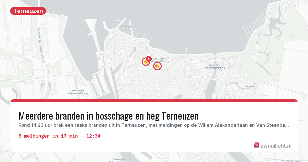 Kaart van de activiteitspiek bij Terneuzen