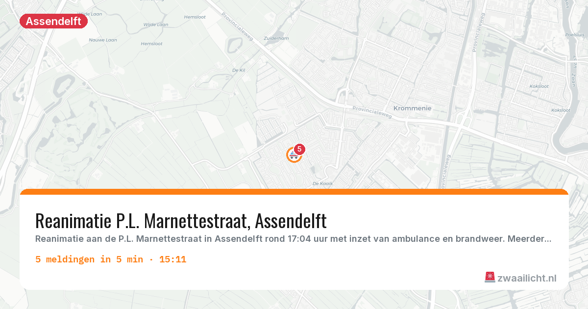 Kaart van de activiteitspiek bij Assendelft