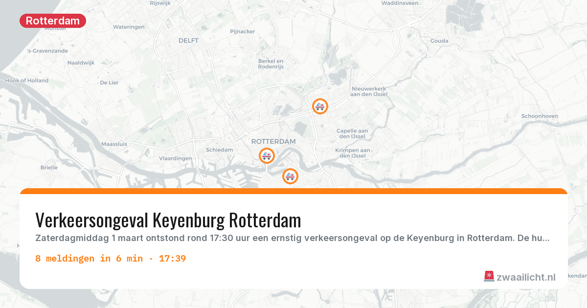 Kaart van de activiteitspiek bij Rotterdam