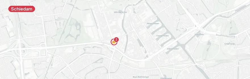 Kaart van Woningbrand na explosies Van Marumstraat Schiedam