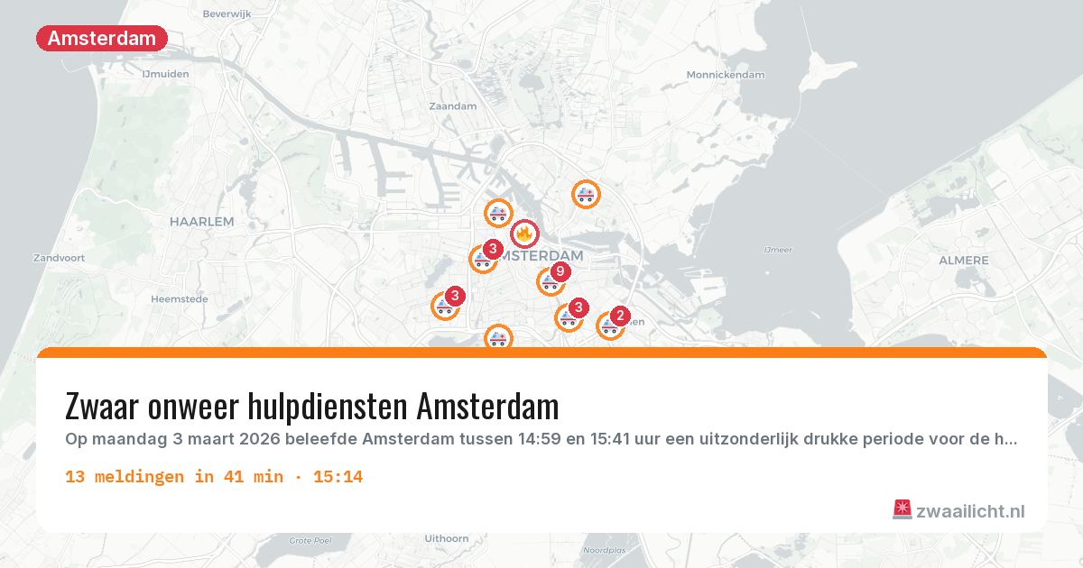 Kaart van de activiteitspiek bij Amsterdam